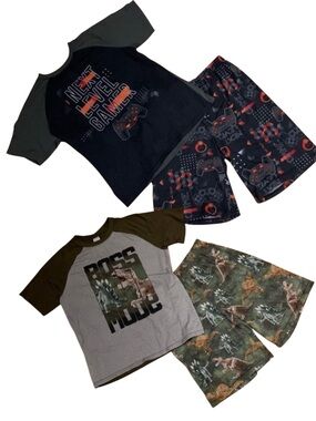 Boys Summer Video Game & Dinosaur Short Sleeve Pajama Set Bundle - size L/XL